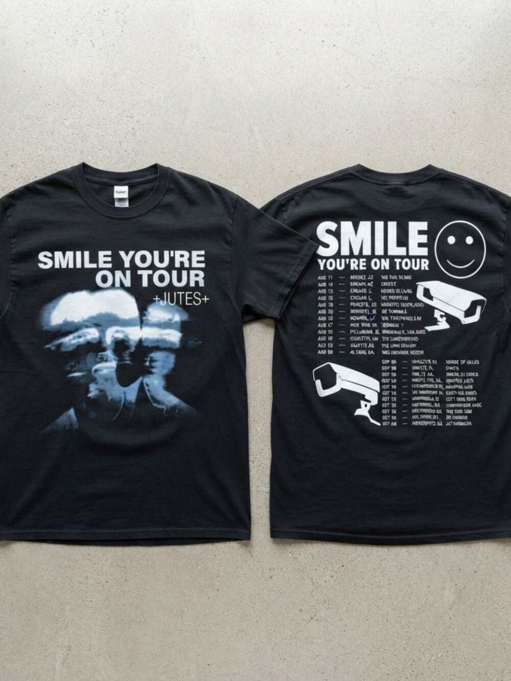 Jutes Smile You're On Tour 2026 Charcoal T-Shirt S-4XL